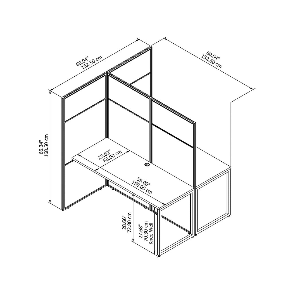 60W 2 Person Cubicle Desk with 66H Panels H597462