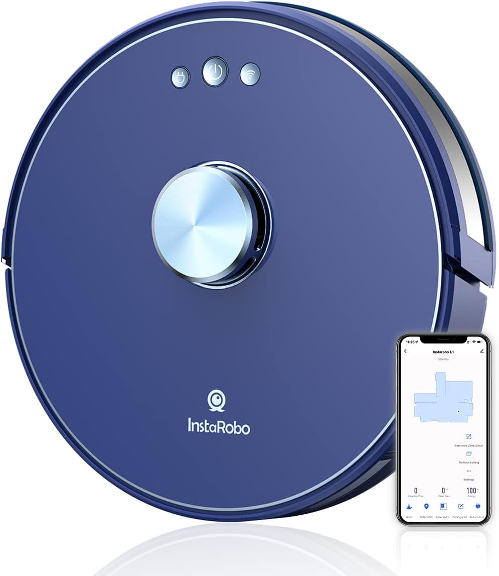 Robot Vacuum Cleaner with Precise Navigation, 2 in 1 Vacuum and Mop, Smart Mapping (Blue) O600