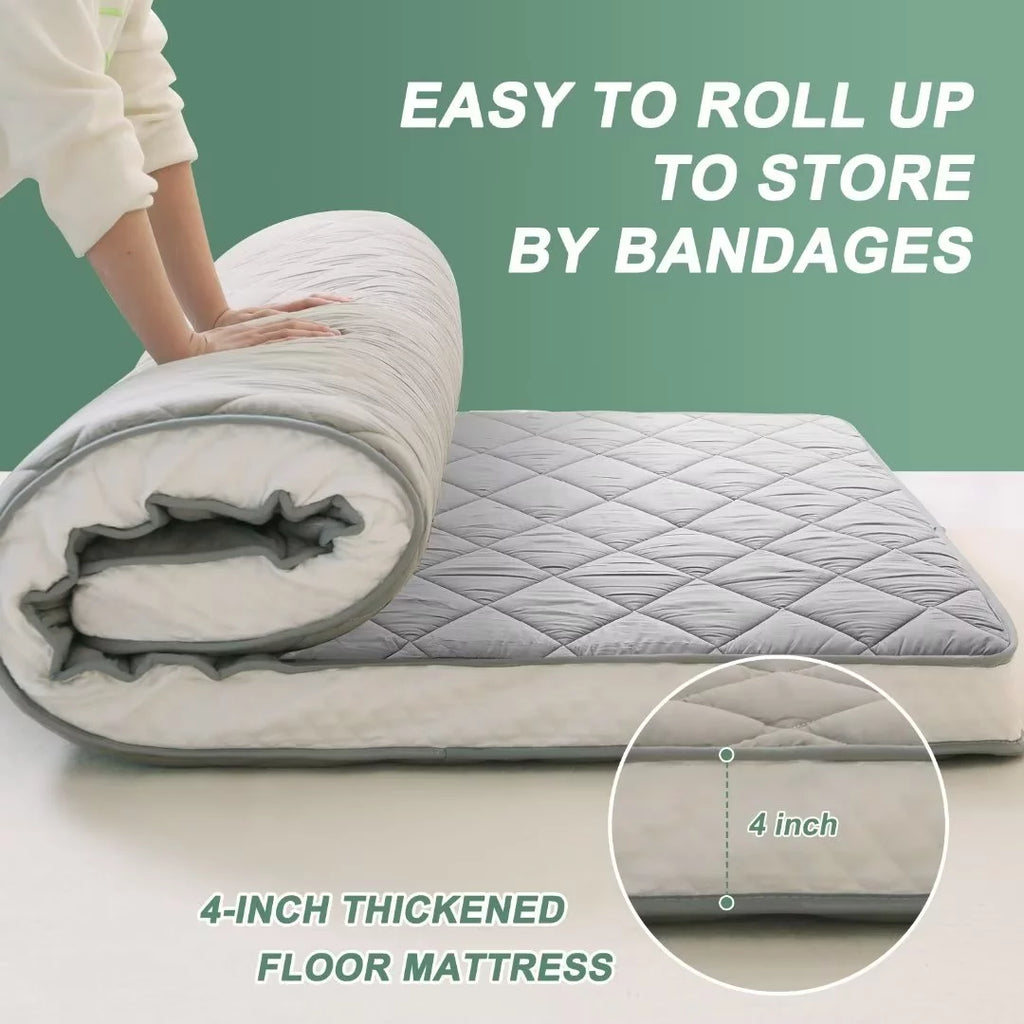 Japanese Floor Mattress Futon Mattress, Foldable Roll Up Mattress, Coffee, Full Size S756