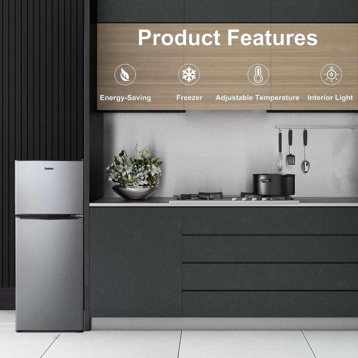Stainless Steel Two Door Mini Refrigerator with Freezer X70897