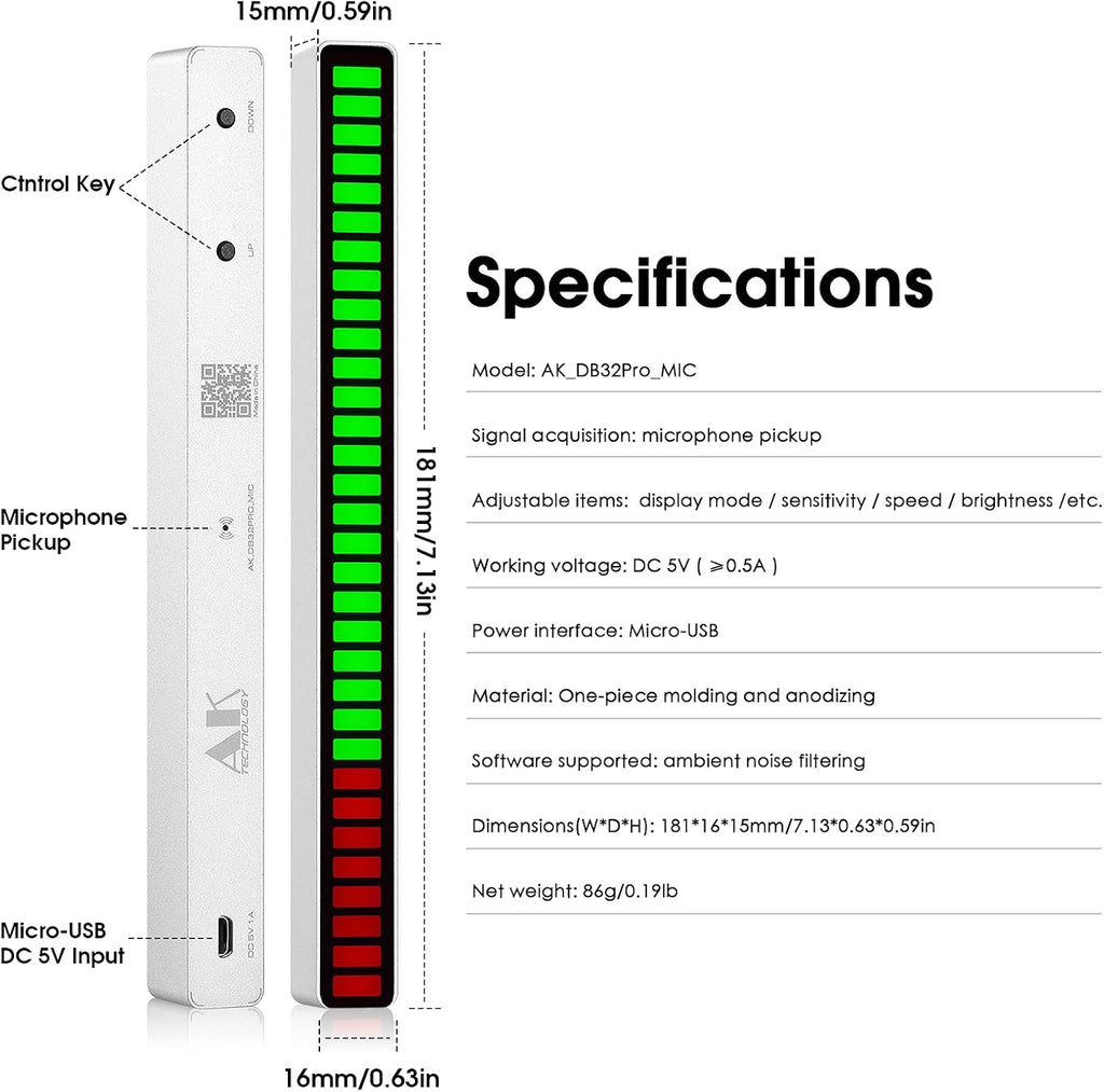 32-Bit Sound Level Indicator Audio Spectrum Meter Pack of 2 H60078