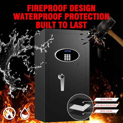 6.1 Cub Fireproof Waterproof Home Safe Box with LCD Screen Digital Keypad and Key Lock Q4003