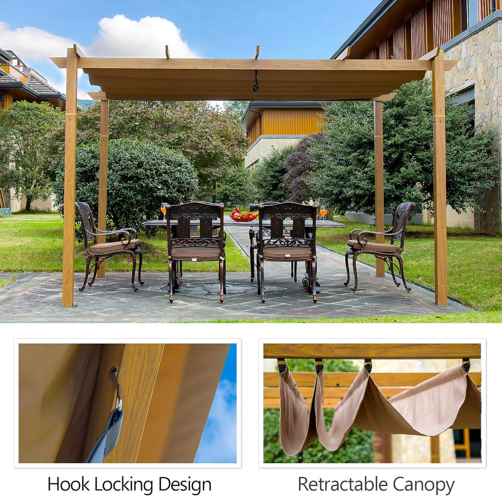 Aluminum Retractable Outdoor Pergola 10x10ft S291