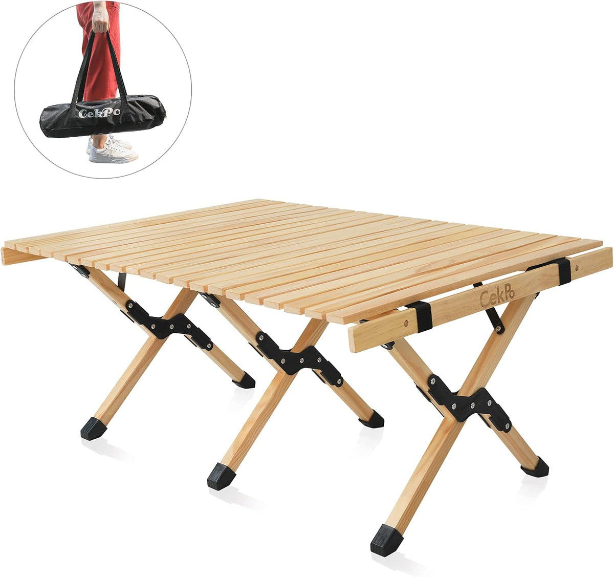 Portable Wooden Folding Picnic Table with Carry Bag W89546