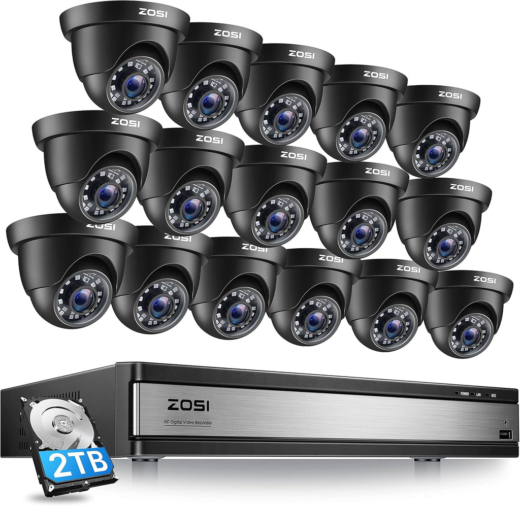 16 Channel 1080p Security Camera System with 2TB Hard Drive and 16 Dome Cameras G566