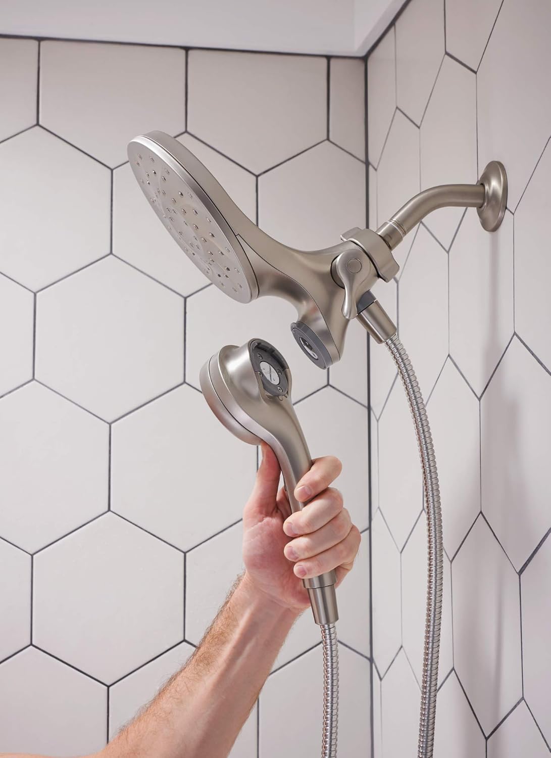 Spot Resist Brushed Nickel Handshower and Rainshower Combo S29218