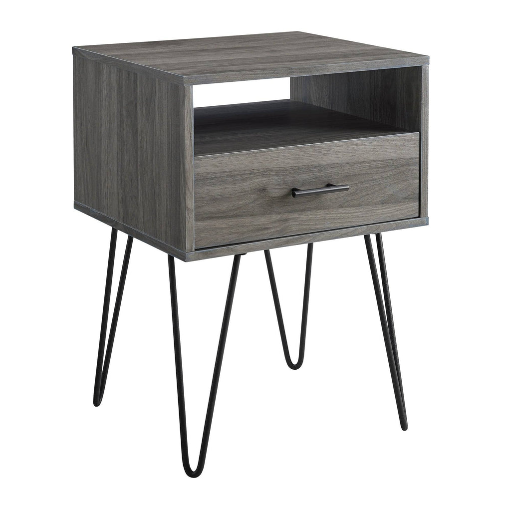 18-inch 1-Drawer Hairpin Side Table - Slate Grey U679409