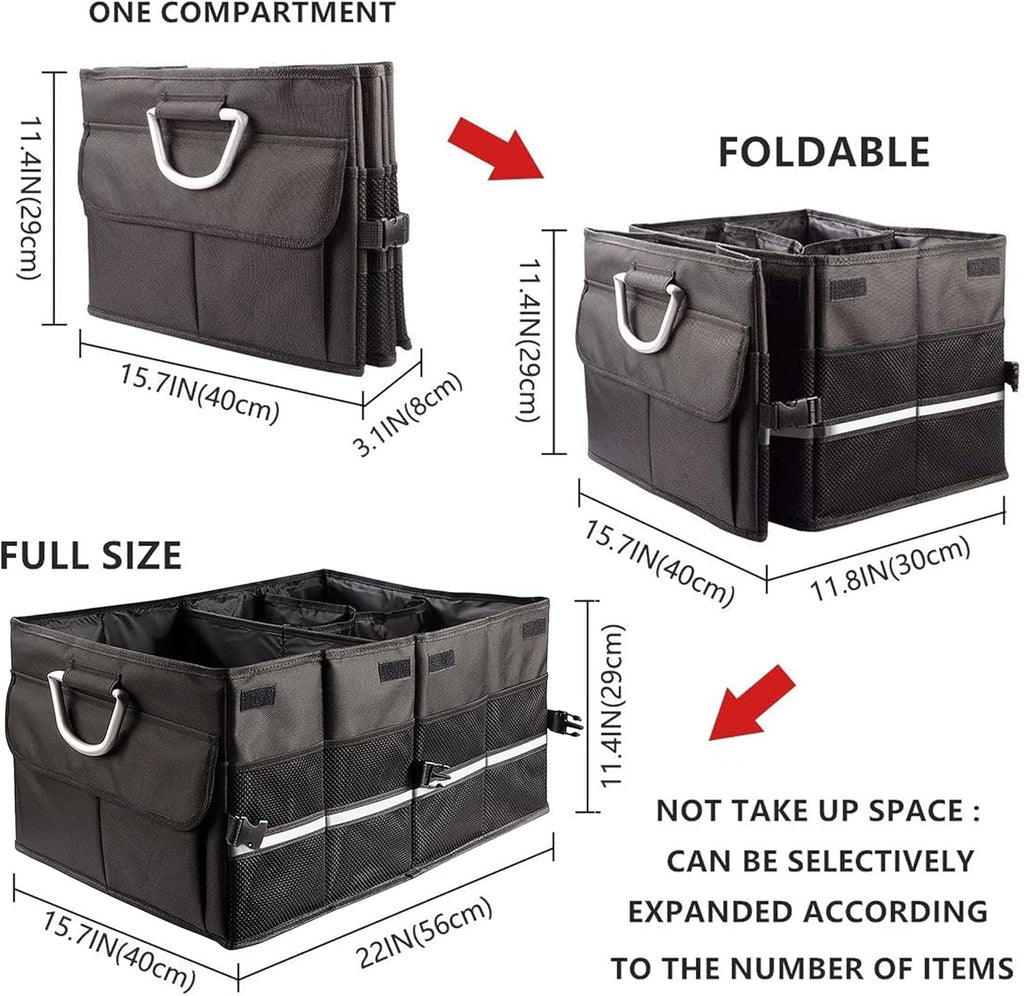 Car Trunk Organizer With Two Lids, Expandable Large Capacity, Non-Slip Bottom, Oxford Fabric Q1642