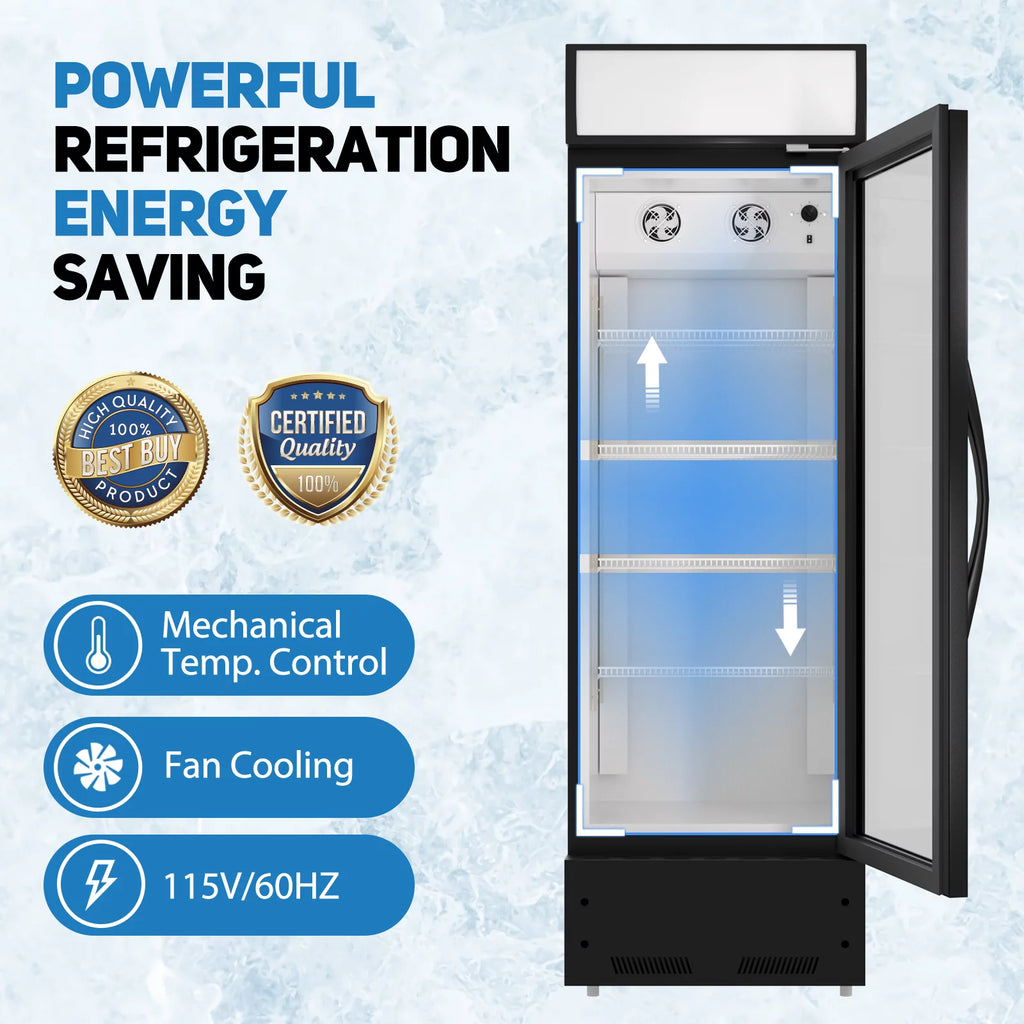 22" Glass Door Commercial Display Refrigerator A9495
