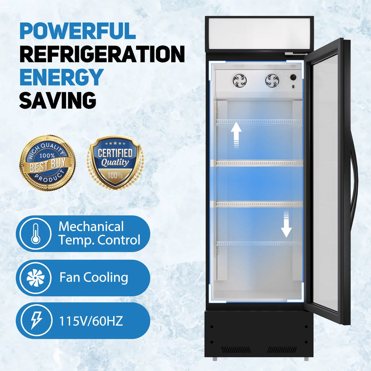 22" Glass Door Commercial Display Refrigerator A9495