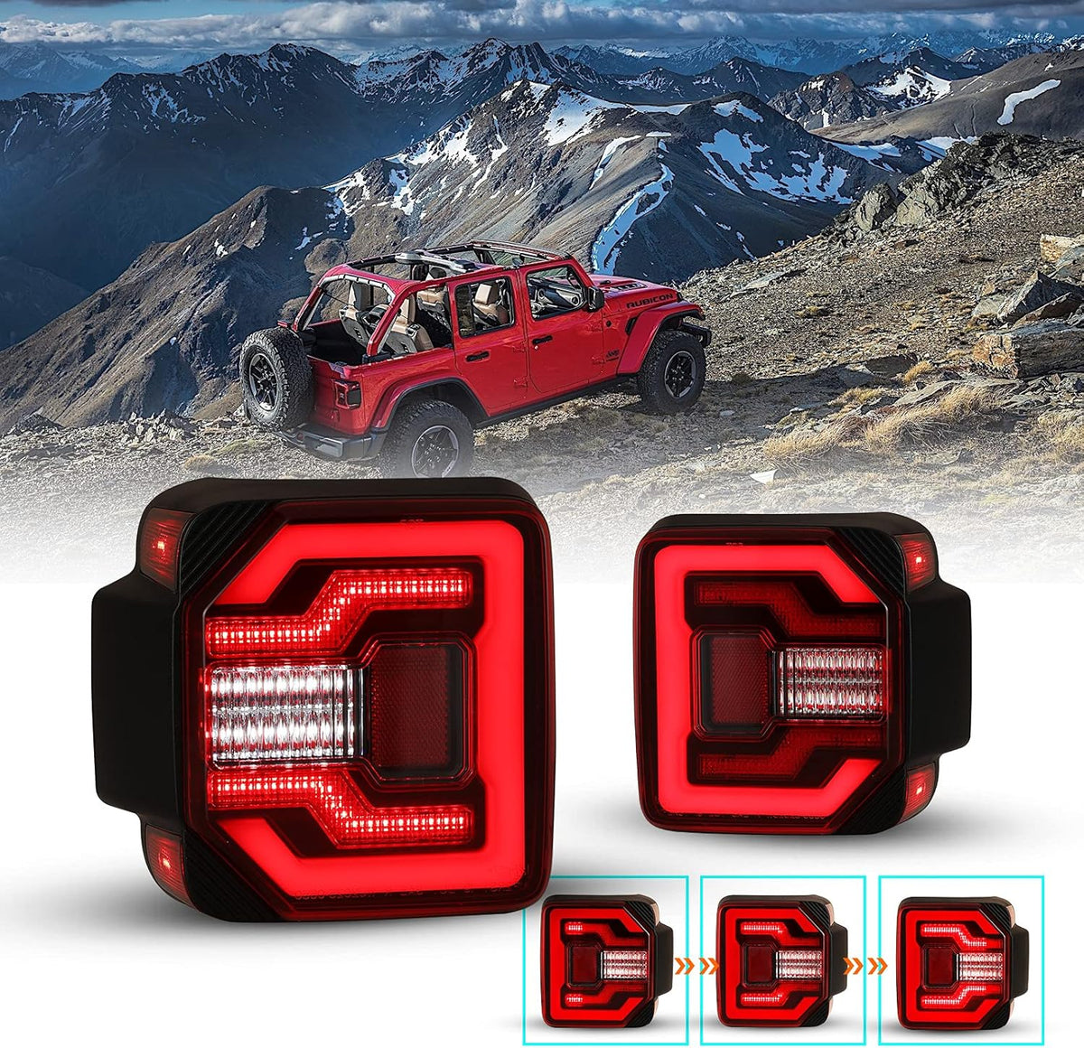 Smoked Lens LED Tail Light Assembly for Jeep Wrangler JL T1660