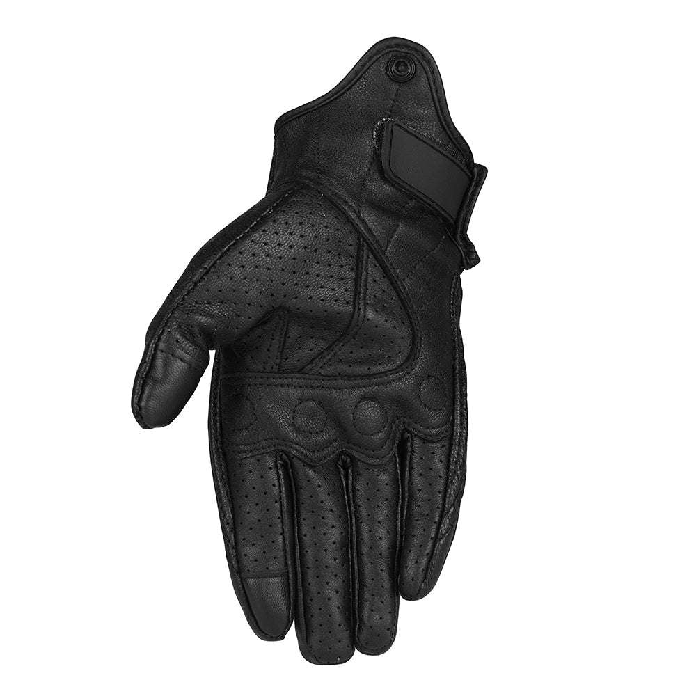 Perforated Full Finger Leather Motorcycle Gloves Y16173