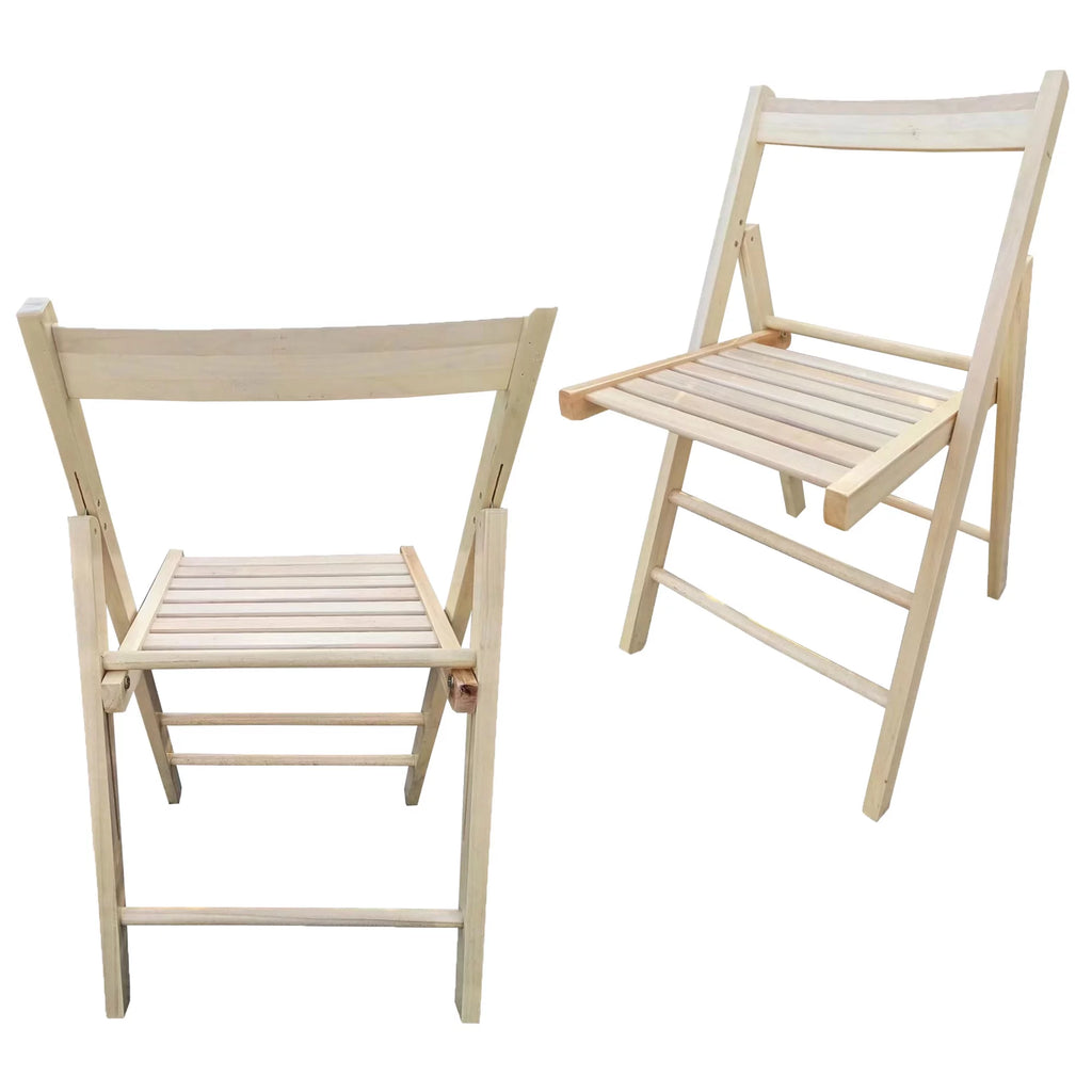 Lightweight Portable Slatted Wood Folding Chair with Backrest and Footrest R778445