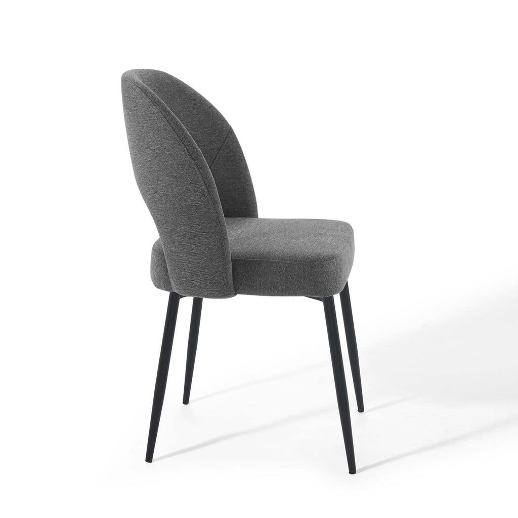 Black Charcoal Upholstered Fabric Dining Side Chair Set of 2 Q78068