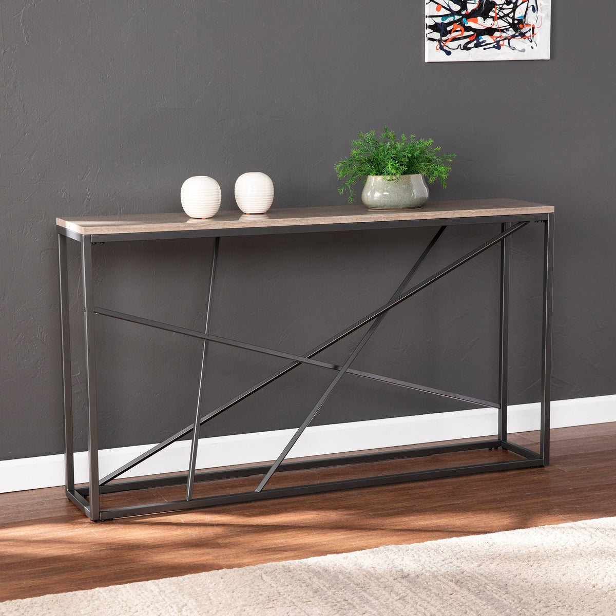 Faux Marble Skinny Console Table P32027