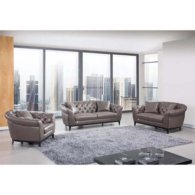 Taupe Italian Aniline Leather Loveseat S661