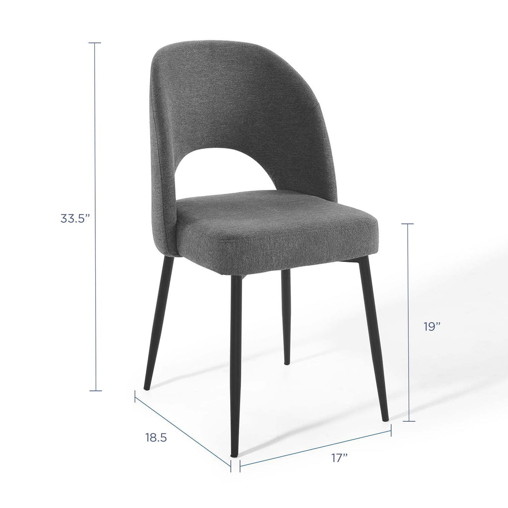 Black Charcoal Upholstered Fabric Dining Side Chair Set of 2 Q78068