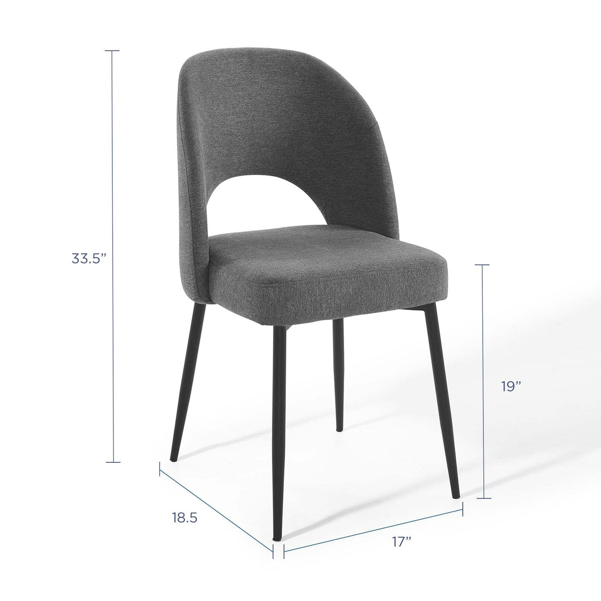 Black Charcoal Upholstered Fabric Dining Side Chair Set of 2 Q78068