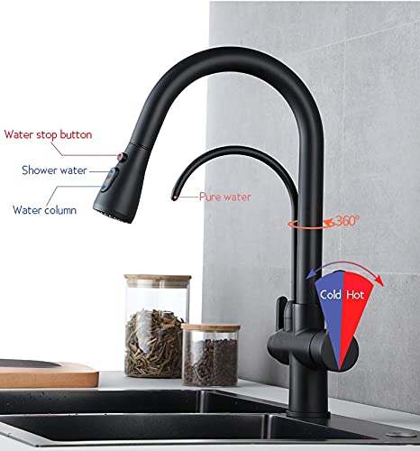 Black Deck Mounted Kitchen Faucet Y360