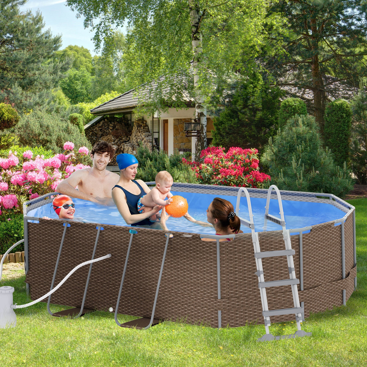 Brown Non-Inflatable Frame Swimming Pool B454