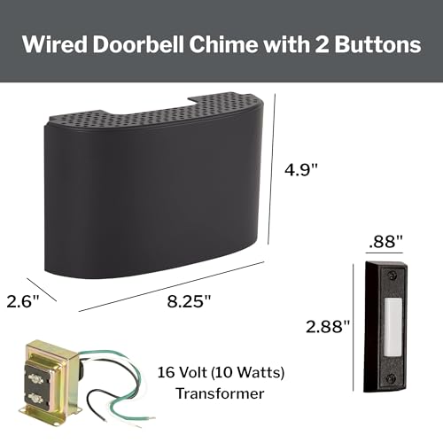 Flat Black Door Chime Kit with 2 Black Buttons K612