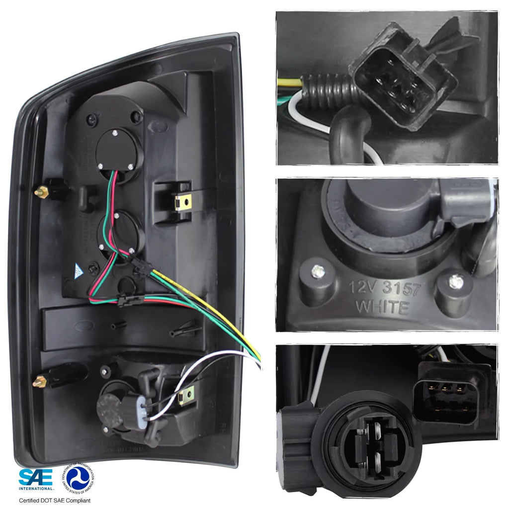 Black Housing Dual Halo DRL Projector LED Headlights + Tail Lamps O266