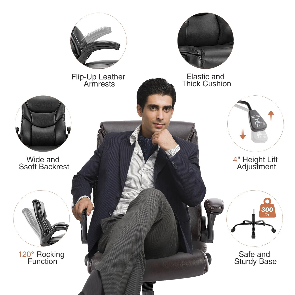 PU Leather High Back Ergonomic Office Chair U818