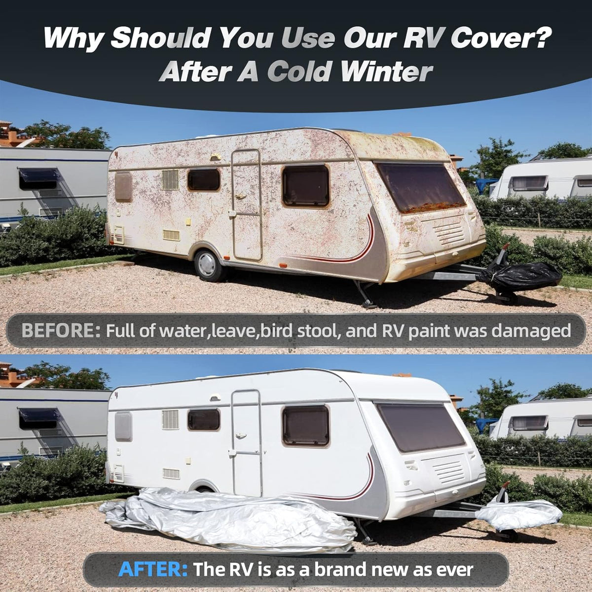 Silver Coating Travel Trailer RV Cover for 27-30 ft P748316