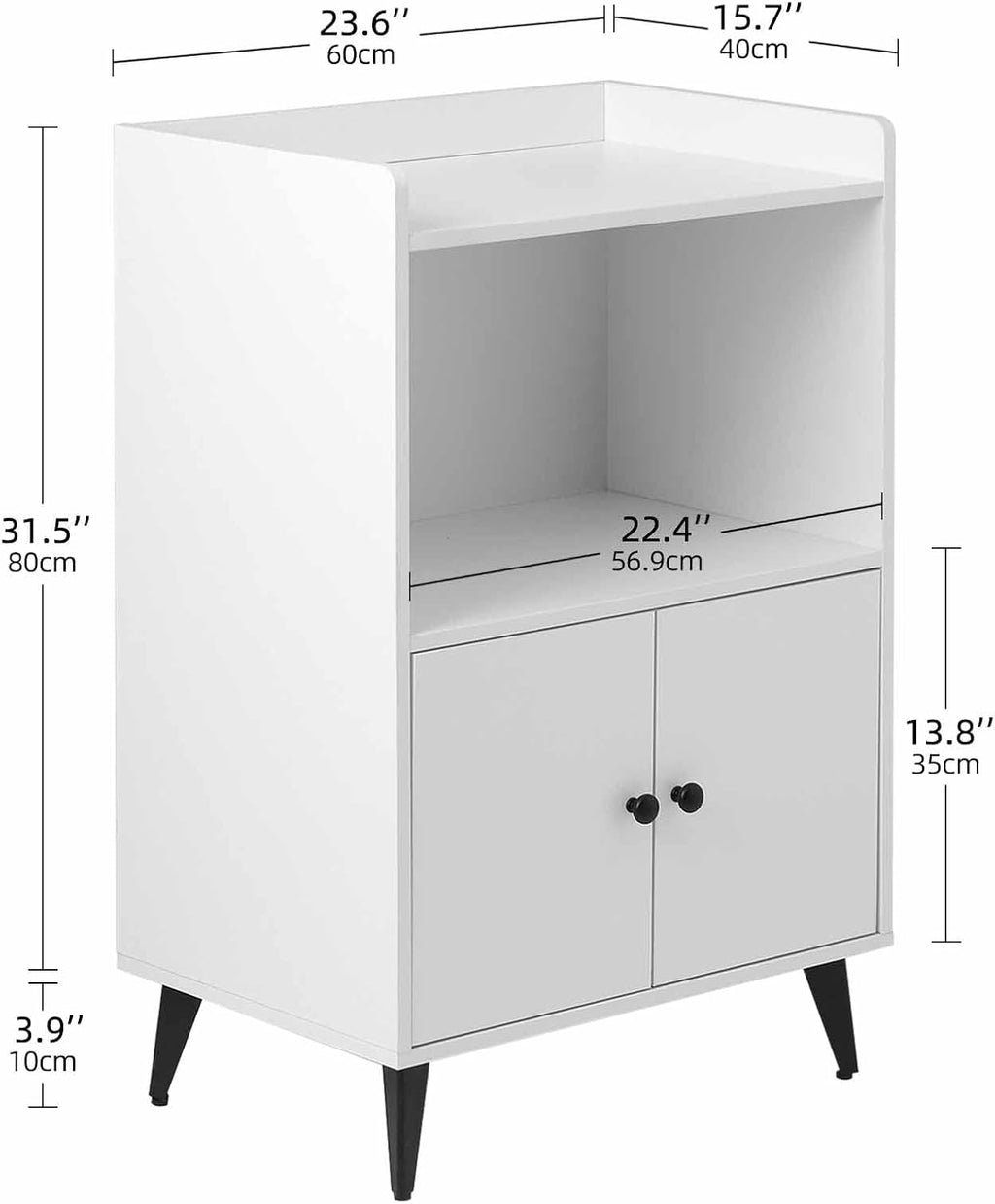 White Microwave Cabinet with Doors, 24x35 U507