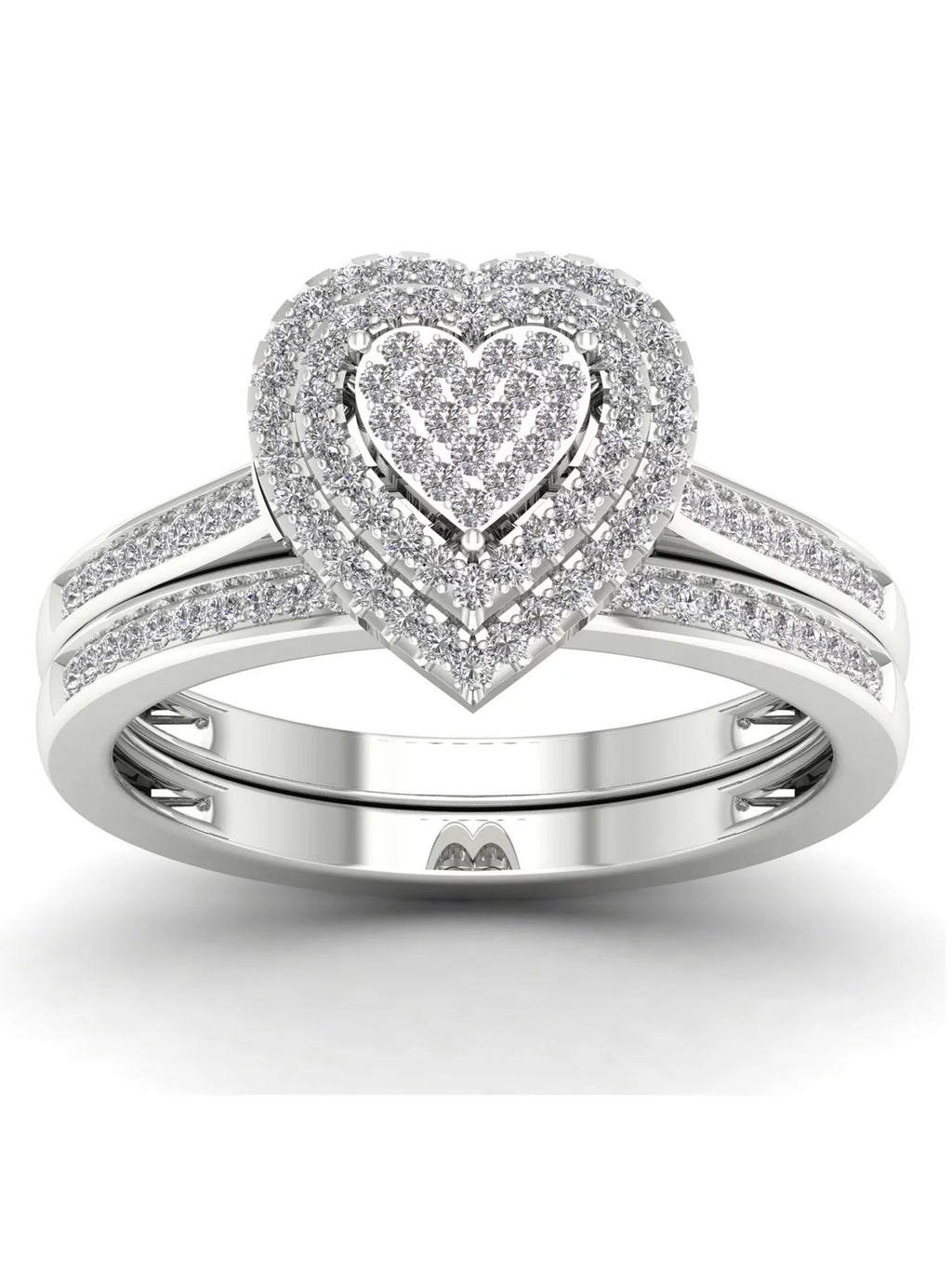 1/3Ct Diamond S925 Sterling Silver Heart Bridal Set B46331