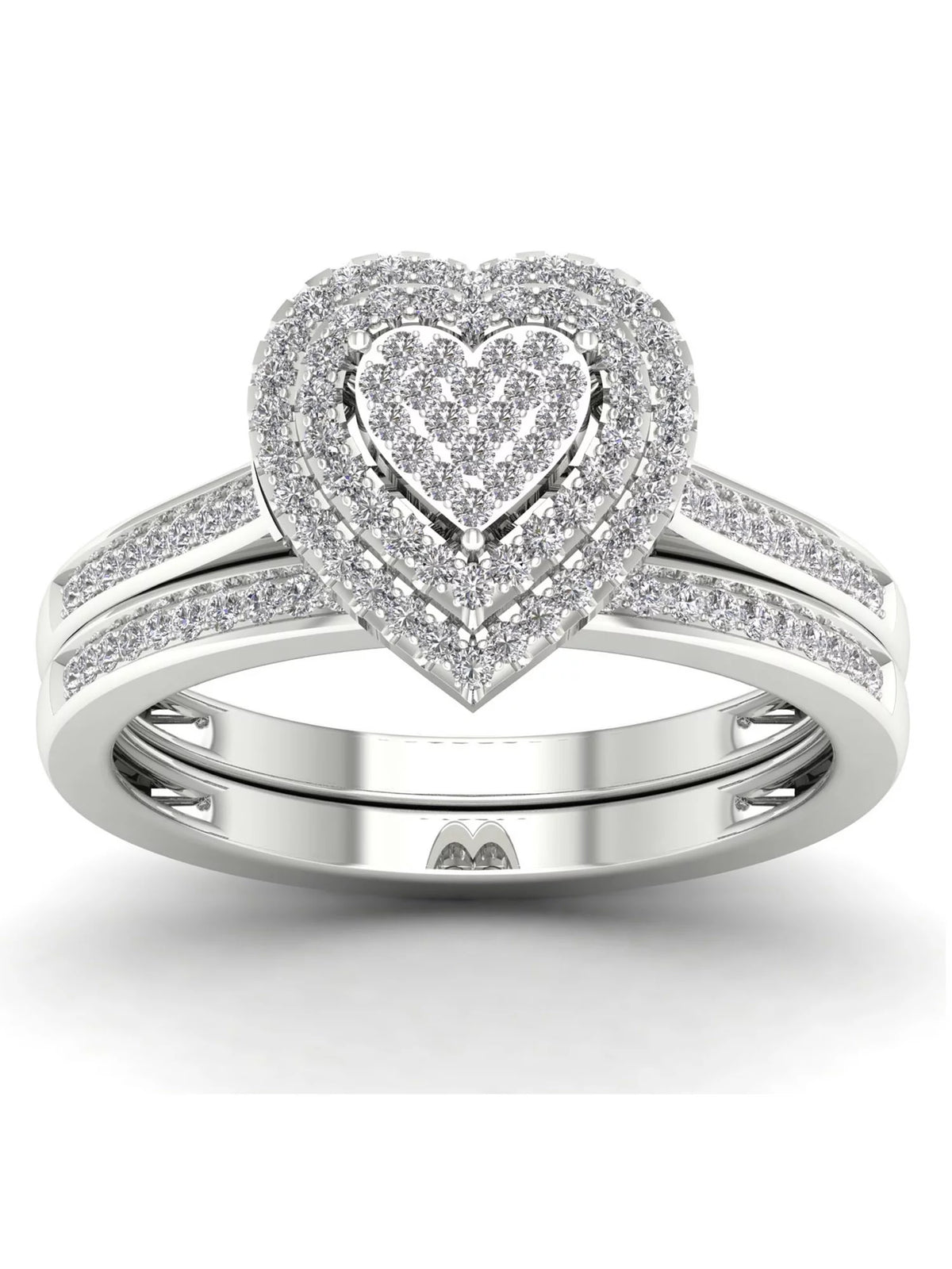 1/3Ct Diamond S925 Sterling Silver Heart Bridal Set B46331
