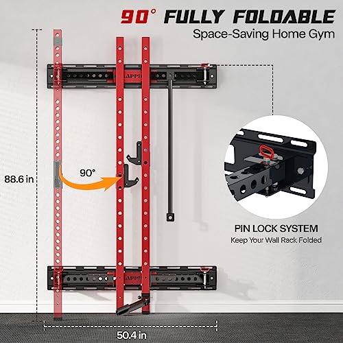 Wall Mounted Folding Squat Power Rack with Pull Up Bar D878138