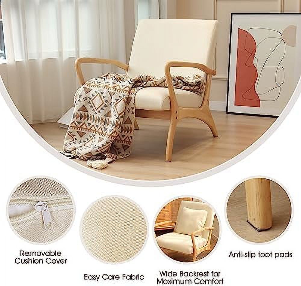 Accent Chair with Lumbar Pillow Upholstered Linen Fabric L83790