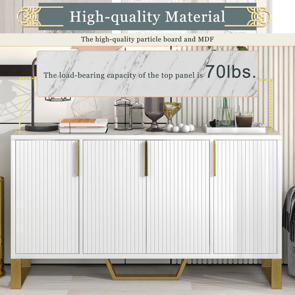 White 4 Door Buffet Sideboard with Metal Legs J19251