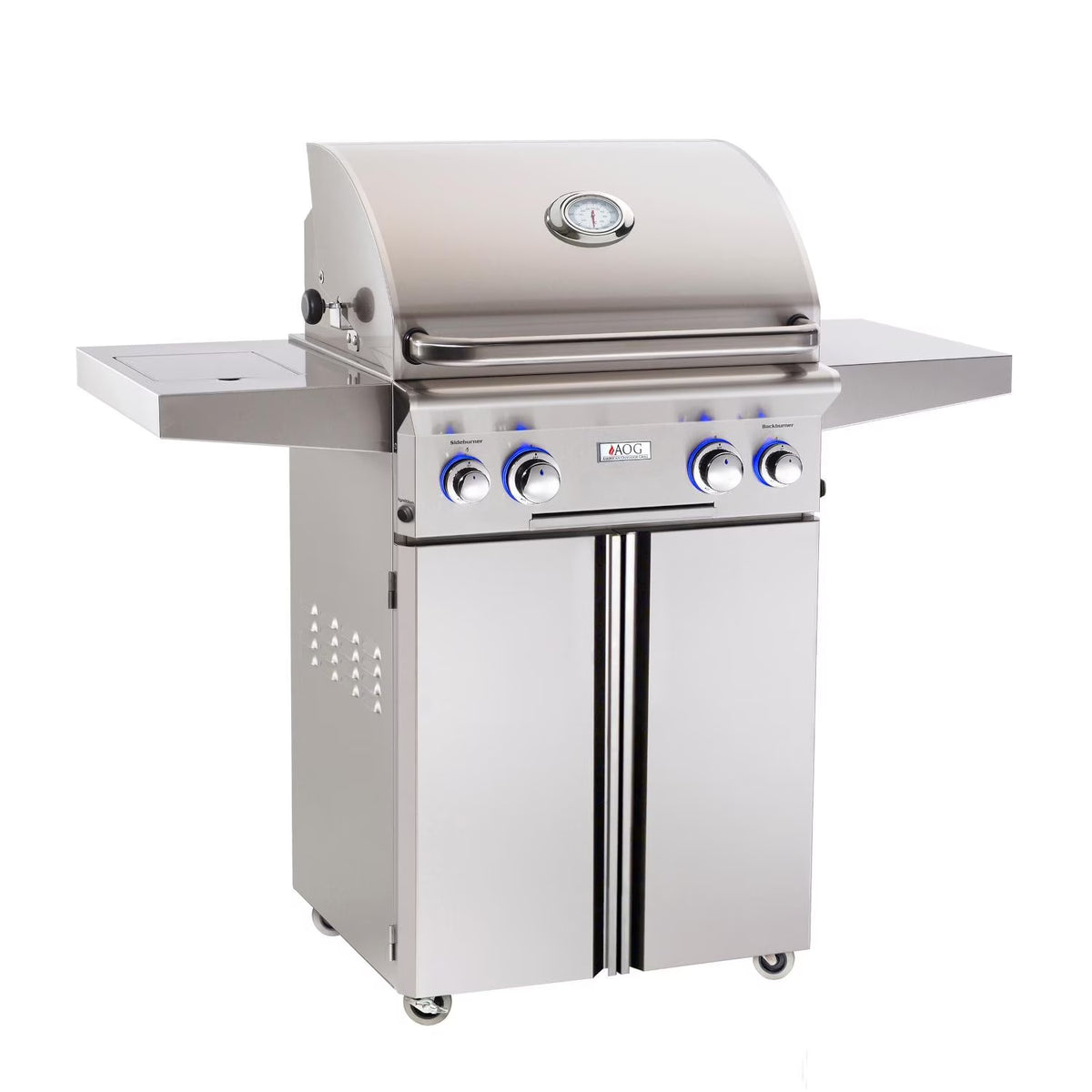 24 Inch Propane Gas Grill On Cart With Side Burner And Rotisserie Kit H507