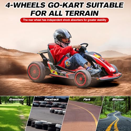 24V Battery Powered Electric Go Kart with 150 * 2 Motors, Red Y532798