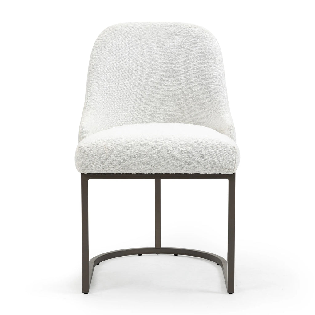 White Black Fabric Iron Dining Chair Set of 2 D438