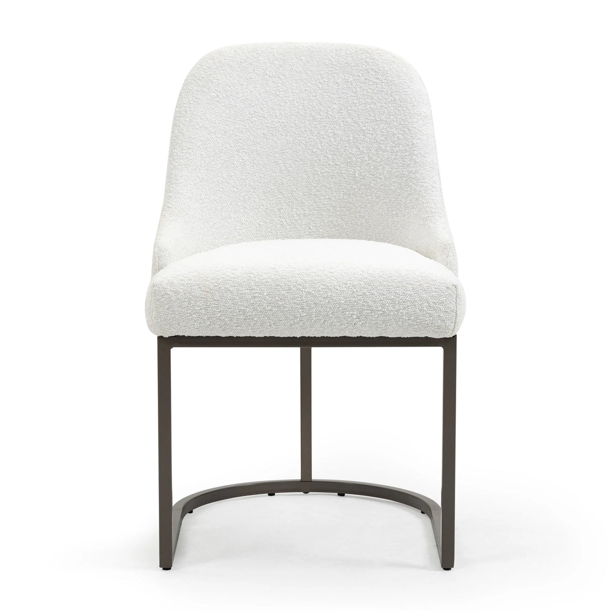 White Black Fabric Iron Dining Chair Set of 2 D438