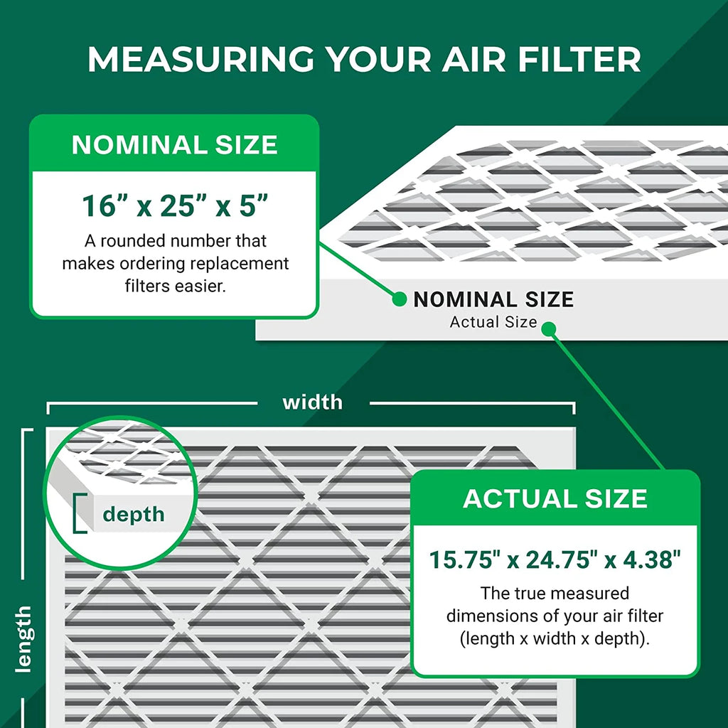 16x25x5 MERV 13 Pleated HVAC Air Filters 4-Pack X3682