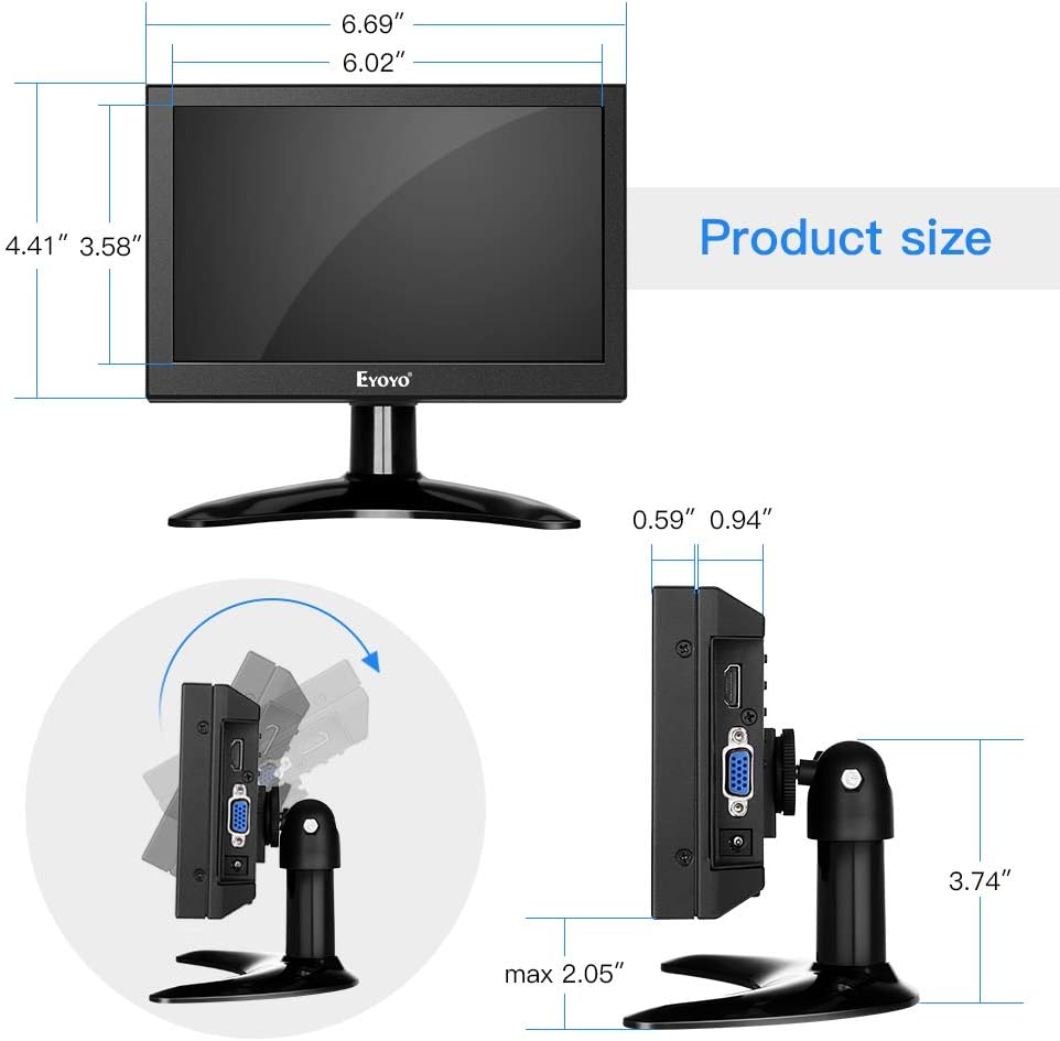 7 inch Portable IPS HDMI LCD Monitor Pack of 2 W9599