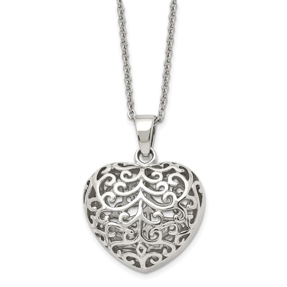 Stainless Steel Filigree Heart Necklace M581