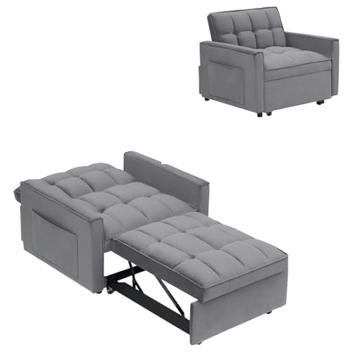 Dark Gray Velvet Convertible Sleeper Chair C367