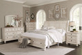White Queen Size Platform Storage Bed Nightstands Dresser Mirror 6pc Set G198
