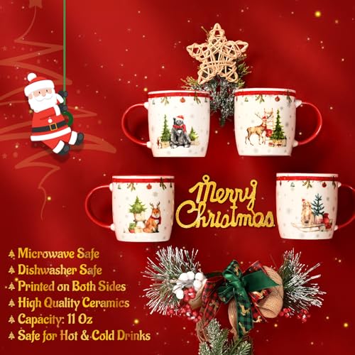 Set of 4 Christmas Mugs, 11 Oz S11919