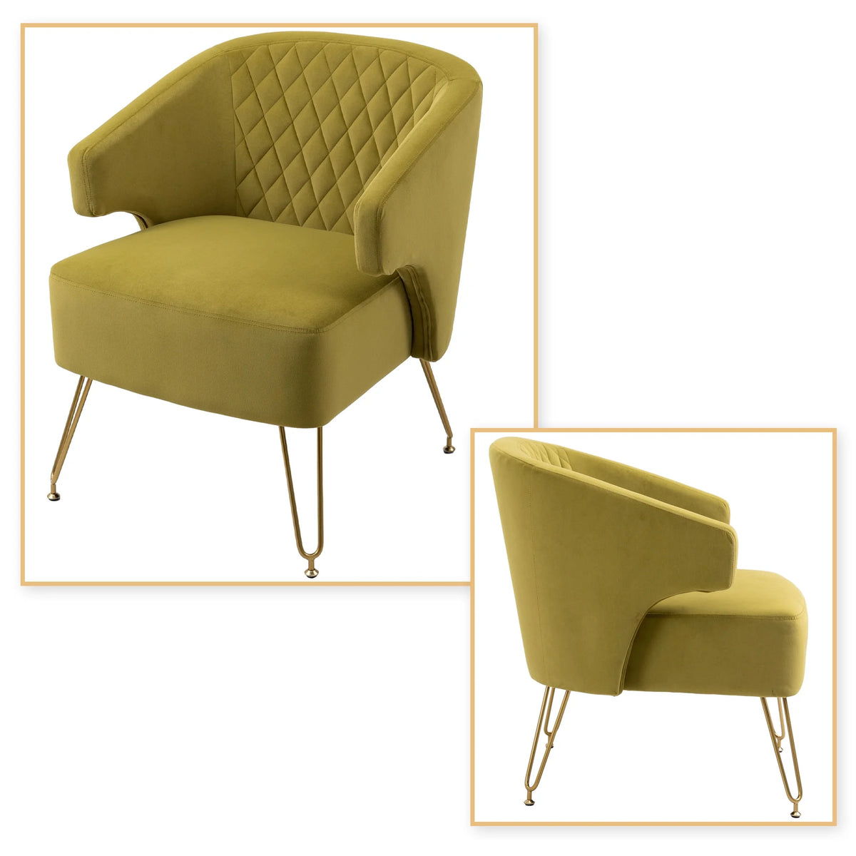 Velvet Upholstered Accent Chair with Metal Legs B763