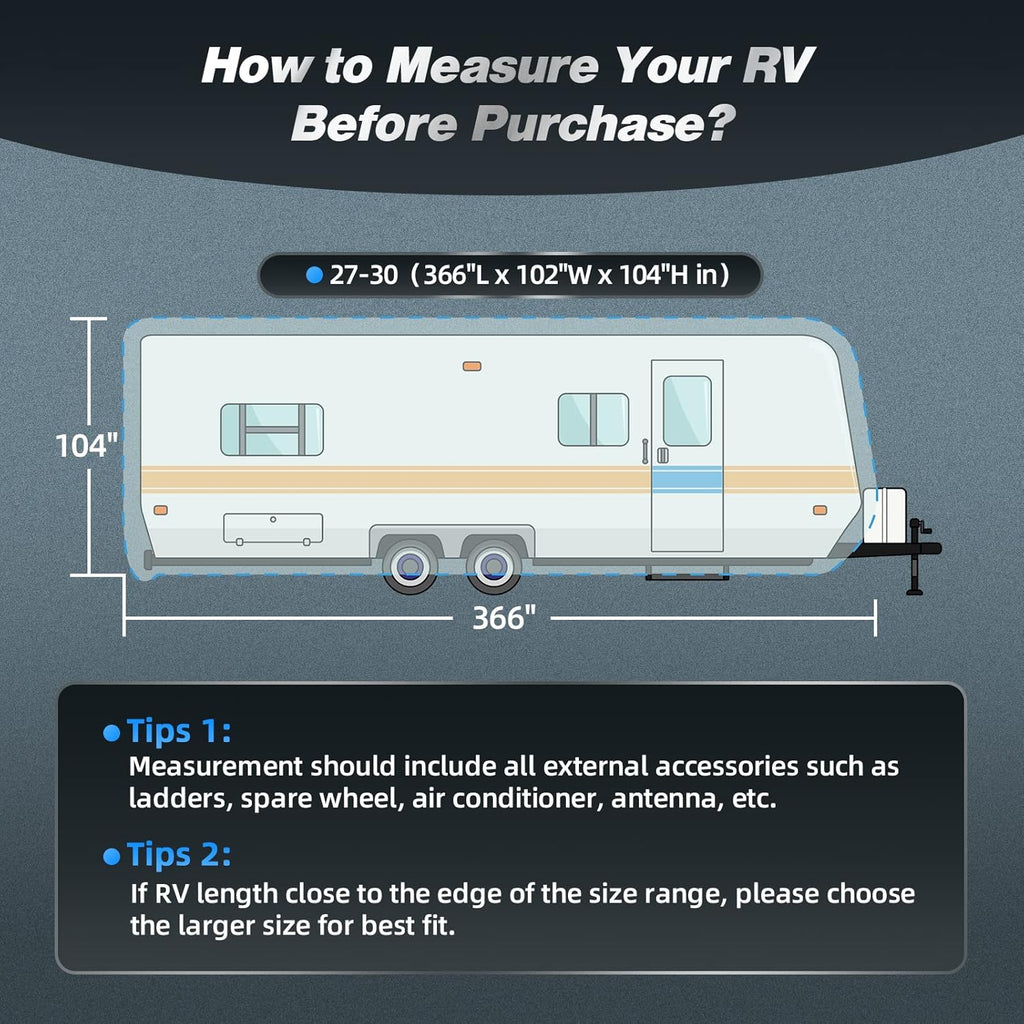 Silver Coating Travel Trailer RV Cover for 27-30 ft P748316