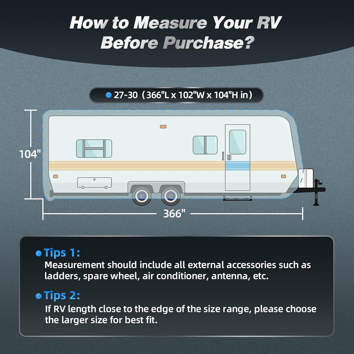 Silver Coating Travel Trailer RV Cover for 27-30 ft P748316