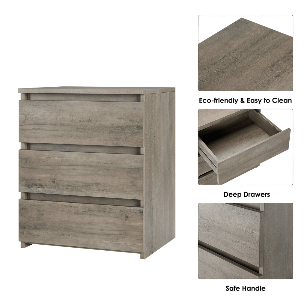 White 3 Drawer Wood Nightstand L68759