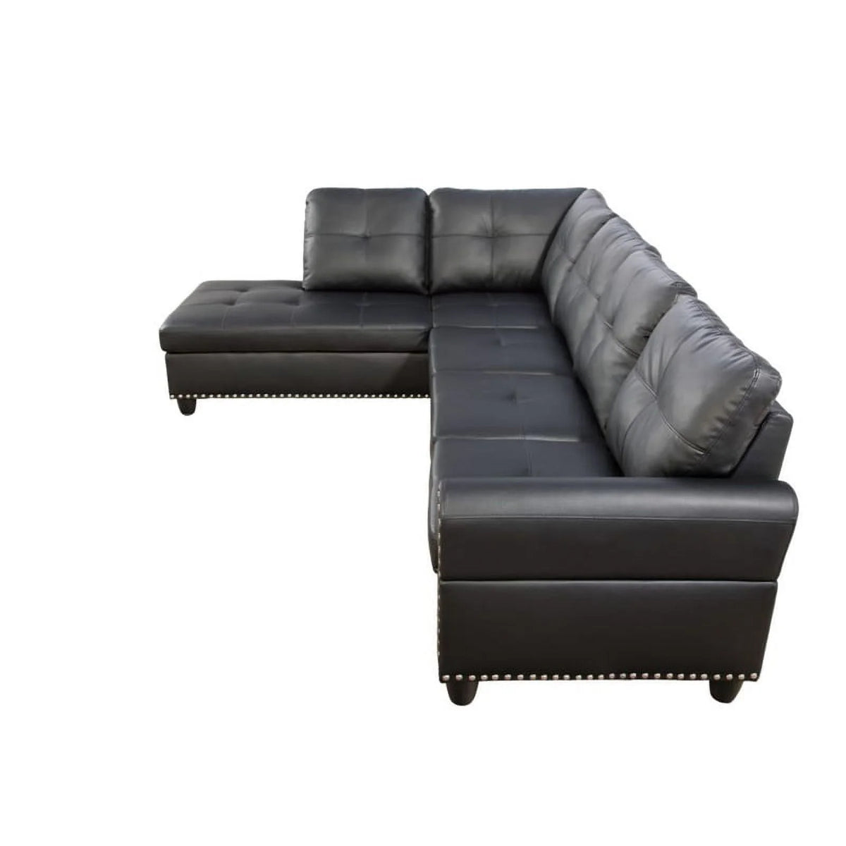 Faux Leather Sectional Sofa in Black C71917