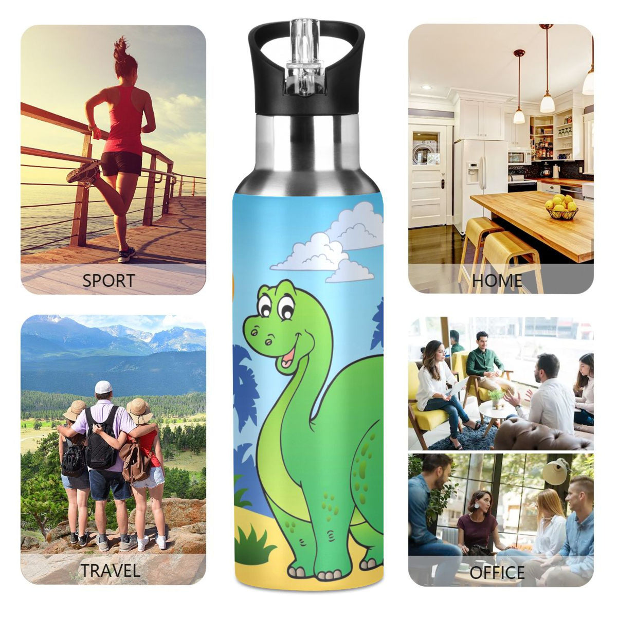 Stainless Steel Vacuum Insulated Water Bottle with Straw Lid 20 OZ I828448